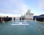 Russian Prime Minister Mikhail Mishustin and Alexey Likhachev, director general of the Russian state nuclear corporation Rosatom, attend a ceremony launching the Akrtika nuclear icebreaker in the northern city of Murmansk, Russia