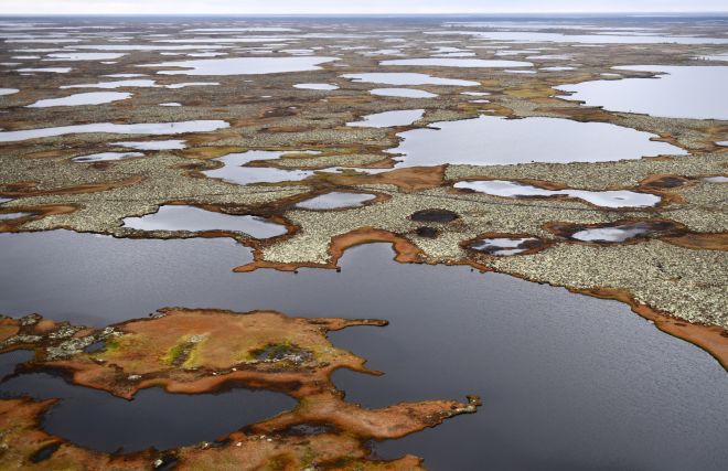 Frozen Arctic swamps a possible methane hazard