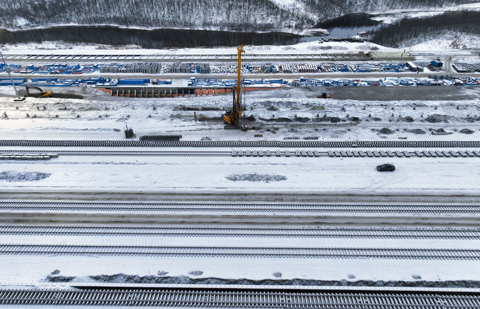 Construction site of the Lavna seaport in the Murmansk Region.