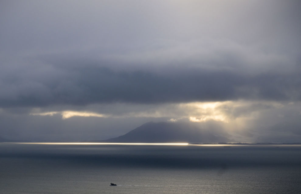 Clouds are seen over the Arctic Ocean near the Svalbard archipelago, Norway