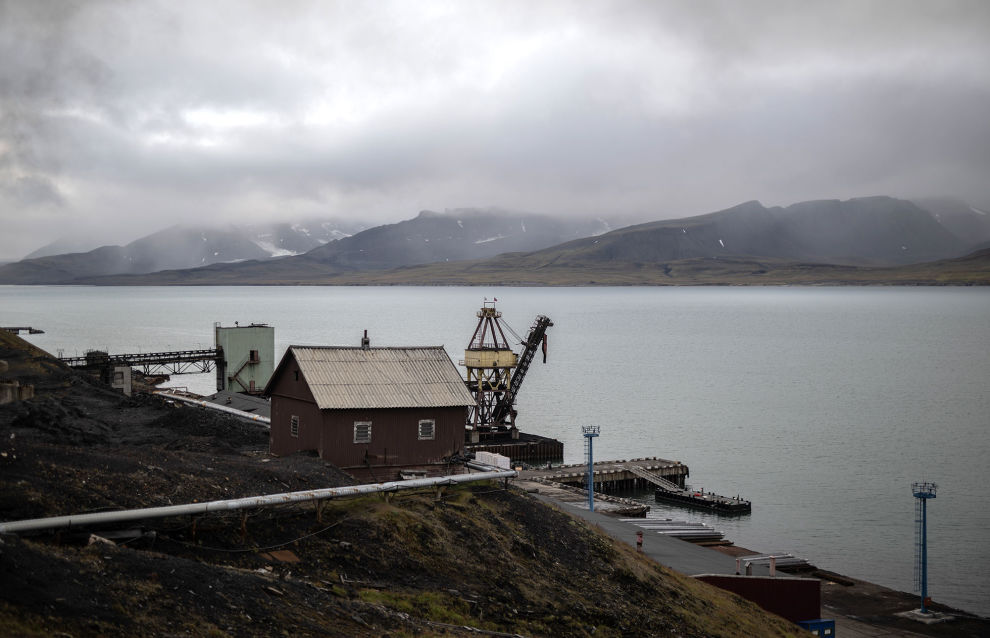 A view shows residential buildings in the settlement of Barentsburg on the Svalbard archipelago