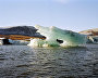 An iceberg eroded by wind and sea. Tsivolko Bay