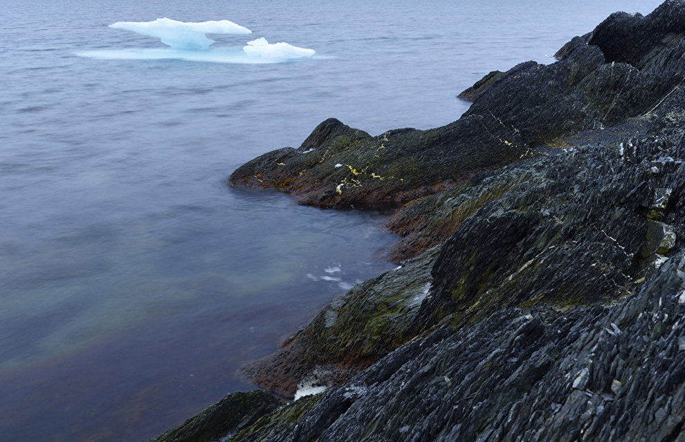 Ice floes take bizarre forms. Cape Sakhanin, Novaya Zemlya