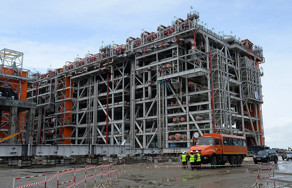 Construction site of the Yamal LNG plant and the Sabetta sea port