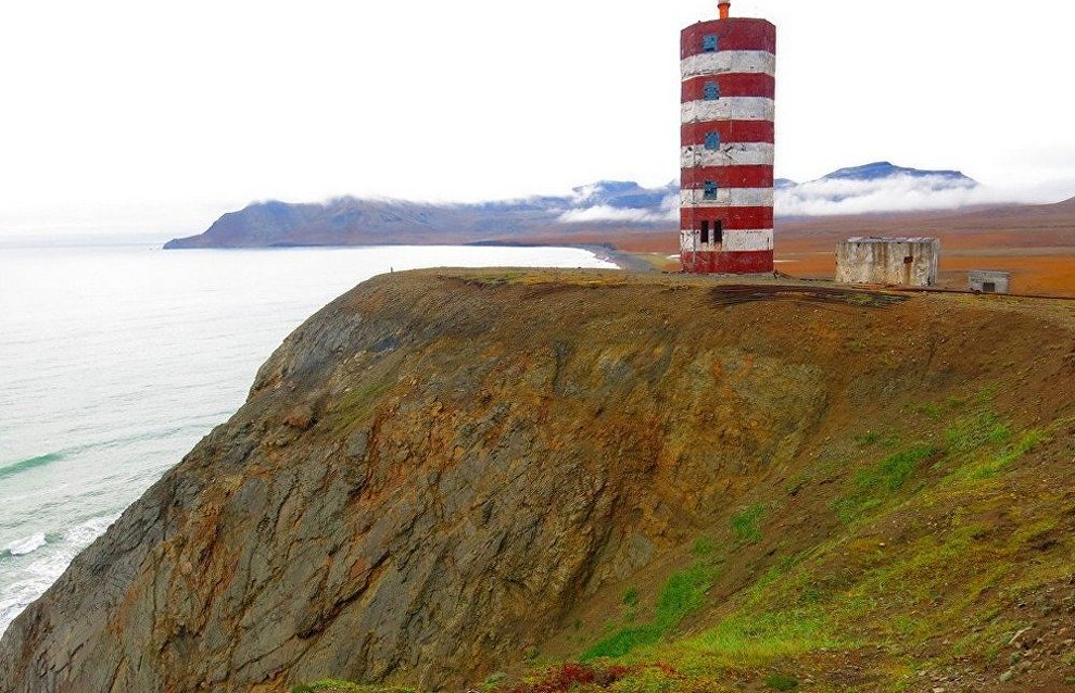 Bering Sea. Navarinsky Lighthouse. The stormiest place in Russia