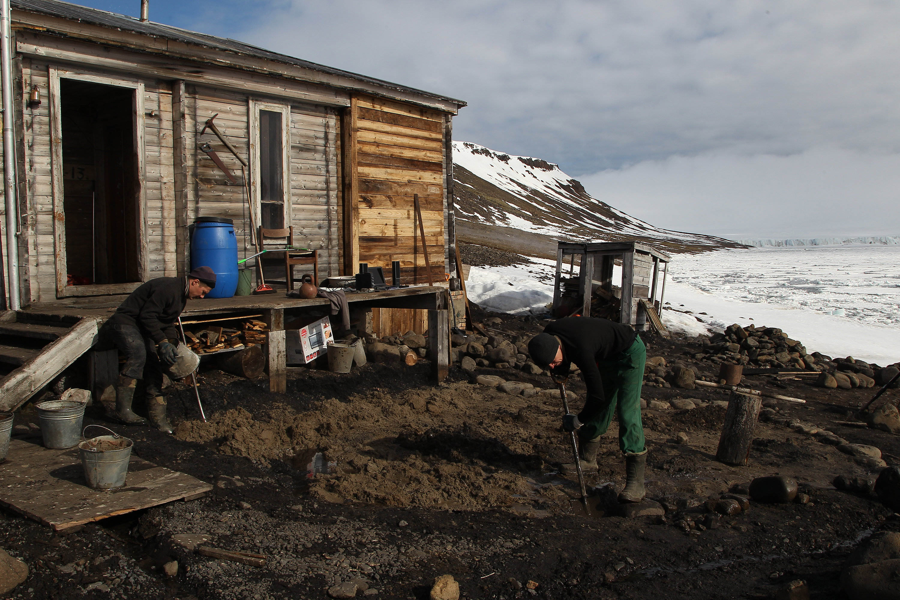 Regular work day at the polar station in Tikhaya Bay, Franz Josef Land, Russian Arctic National Park