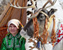 A representative of the indigenous peoples of the Yamal-Nenets Autonomous Area at the region’s stand during the 9th International Forum The Arctic: Today and the Future, in St. Petersburg
