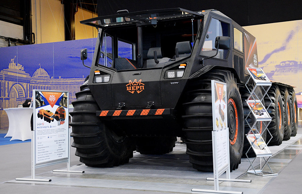 The Sherp ATV displayed at the 9th International Forum The Arctic: Today and the Future, in St. Petersburg
