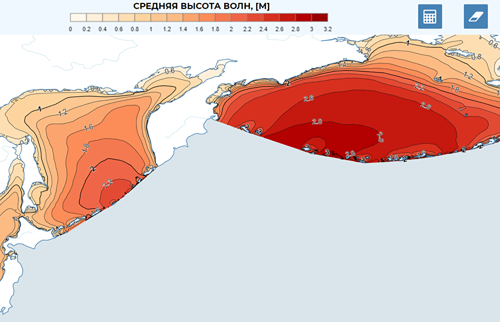 Web-atlas interface of available wave energy in Russian seas