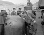 Sailors of the Northern Fleet preparing mines on the submarine's deck