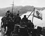 The 12th Naval Infantry Brigade on the way to the combat area in Petsamo on motor boats