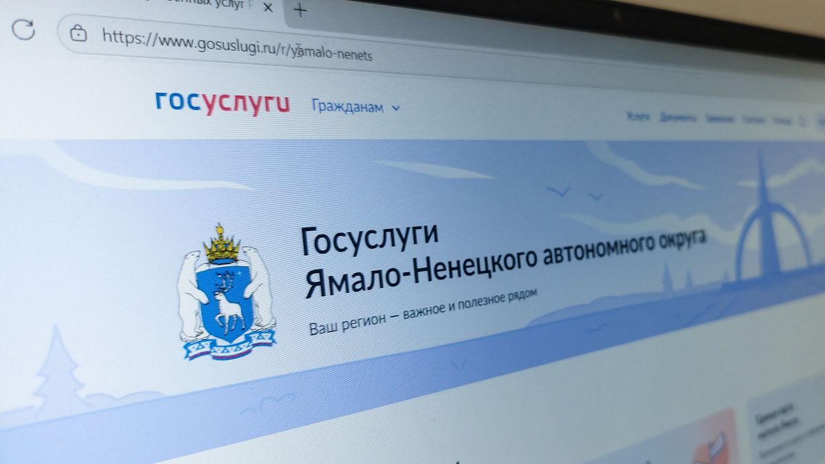 Страница портала Государственных услуг на экране компьютера 