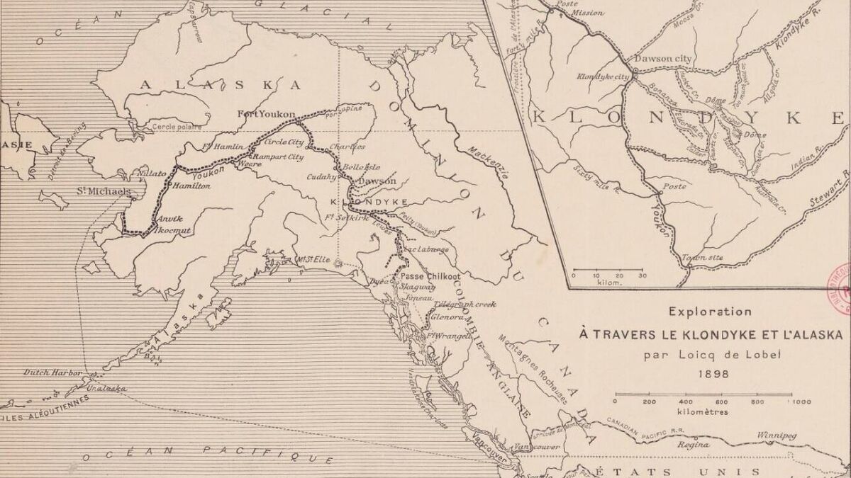 Карта путешествий де Лобеля по Северной Америке. 1898 год