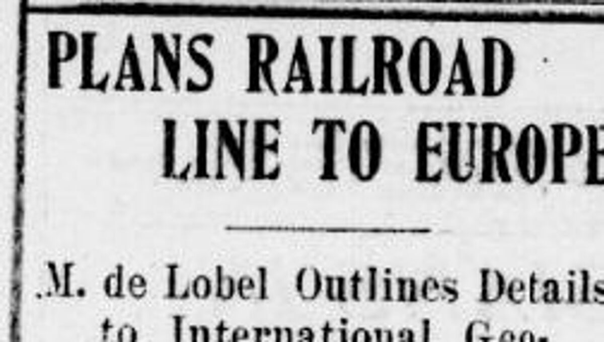 Газетная вырезка 1904 года с аргументацией де Лобеля реальности строительства туннеля под Беринговым проливом