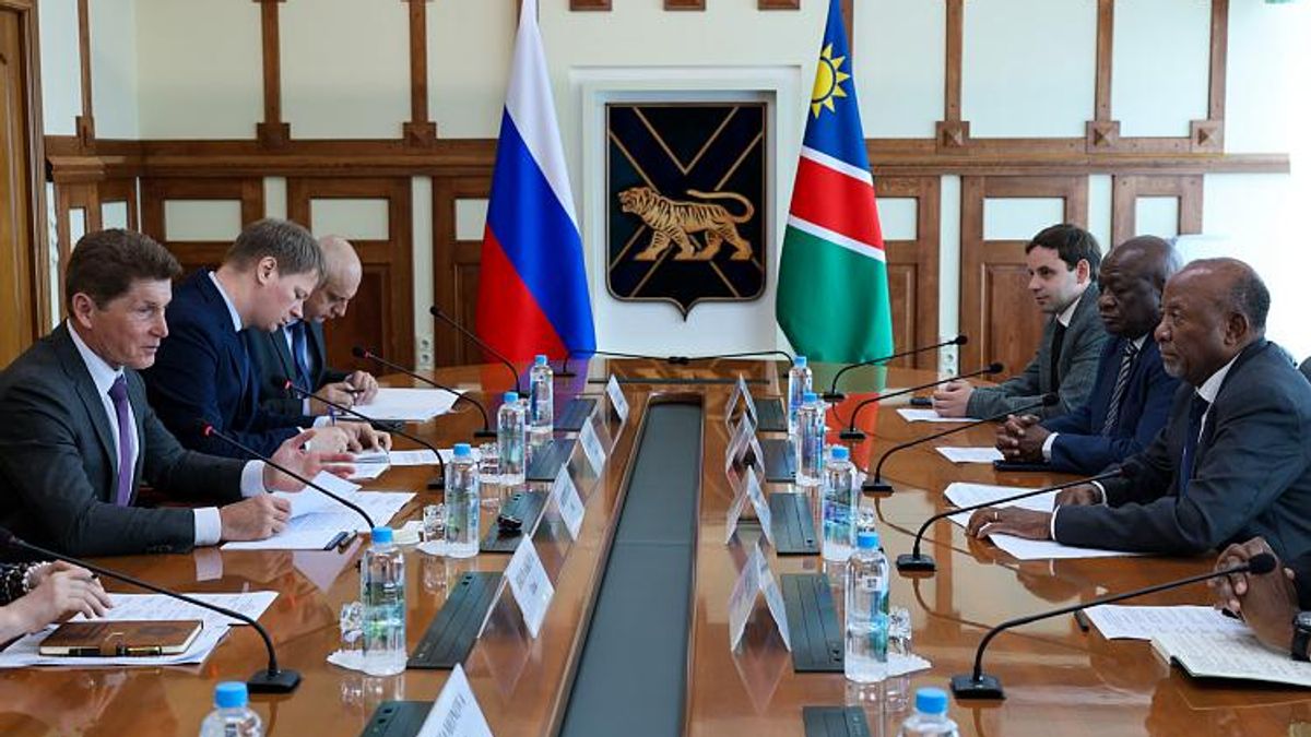 Рабочая встреча губернатора Приморского края Олега Кожемяко и канцлера Университета Намибии Мбумба Нанголо